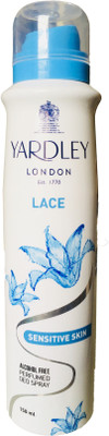 Yardley London Lace Sensitive Skin Alcohole Free Perfumed Deo Spray 150ML Deodorant Spray - For Women(150 ml)
Yardley London Lace Sensitive Skin Alcohole Free Perfumed Deo Spray 150ML Deodorant Spray - For Women(150 ml)