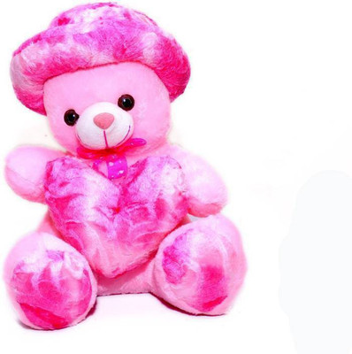 Samayra Toys Pink Teddy Bear with Pink Cap & heart - 50 cm(Pink)