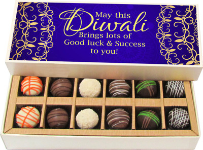 Chocholik Diwali Gifts -May This Diwali Brings Lots Of Good Luck And Success To You - Dark, Milk, White Chocolate Truffles - 12pc Truffles(180 g)
Chocholik Diwali Gifts -May This Diwali Brings Lots Of Good Luck And Success To You - Dark, Milk, White Chocolate Truffles - 12pc Truffles(180 g)