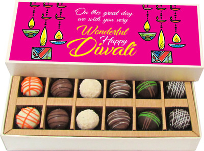 Chocholik Diwali Gifts -On This Great Day We Wish You Very Wonderful Diwali - Dark, Milk, White Chocolate Truffles - 12pc Truffles(180 g)
Chocholik Diwali Gifts -On This Great Day We Wish You Very Wonderful Diwali - Dark, Milk, White Chocolate Truffles - 12pc Truffles(180 g)