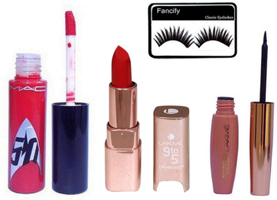 Fancify Eyelashes, Star Trek Red Lipgloss (No. 10), 9to5 Red Lipstick with Black Waterproof Eyeliner(Set of 4)
Fancify Eyelashes, Star Trek Red Lipgloss (No. 10), 9to5 Red Lipstick with Black Waterproof Eyeliner(Set of 4)