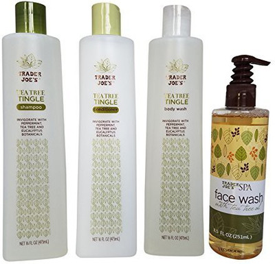 Trader Joes Tea Tree Tingle Shower Bundle Shampoo Conditioner Body Wash & Face Wash(251 ml)
Trader Joes Tea Tree Tingle Shower Bundle Shampoo Conditioner Body Wash & Face Wash(251 ml)