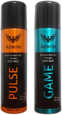 Aerom Pulse and Game Deodorant Deodorant Spray - For Men(300 ml, Pack of 2)
