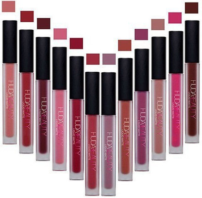 Huda Beauty lipstick set of 12(multicolour)