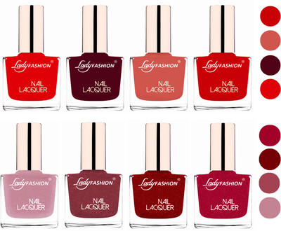 Lady Fashion Ultra HI-Shine Quick Dry Nail Polish Combo Bright Red,Maroon,Nude,Juicy Red,Mauve,Red,Bright Pink,Silky Purple(Pack of 8)
Lady Fashion Ultra HI-Shine Quick Dry Nail Polish Combo Bright Red,Maroon,Nude,Juicy Red,Mauve,Red,Bright Pink,Silky Purple(Pack of 8)
