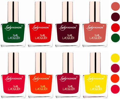 Lady Fashion Ultra HI-Shine Quick Dry Nail Polish Combo Dark Green,Bright Red,Maroon,Nude,Sweet Red,Juicy Orange,Pink,Yellow(Pack of 8)
Lady Fashion Ultra HI-Shine Quick Dry Nail Polish Combo Dark Green,Bright Red,Maroon,Nude,Sweet Red,Juicy Orange,Pink,Yellow(Pack of 8)