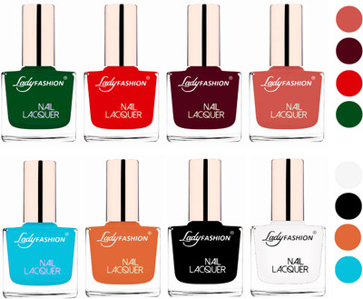 Lady Fashion Ultra HI-Shine Quick Dry Nail Polish Combo Dark Green,Bright Red,Maroon,Nude,Sky Blue,Nude,Black,White(Pack of 8)
Lady Fashion Ultra HI-Shine Quick Dry Nail Polish Combo Dark Green,Bright Red,Maroon,Nude,Sky Blue,Nude,Black,White(Pack of 8)