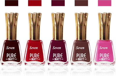 Seven makeup Exclusive flower matte Nail Polish combo Set of 5 multicolor 5