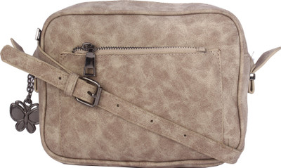 Butterflies Women Casual Khaki PU Sling Bag