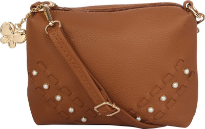 Butterflies Women Casual Brown PU Sling Bag