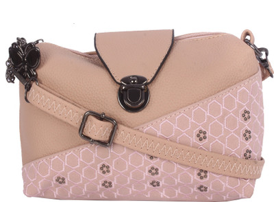 Butterflies Women Casual Pink PU Sling Bag
