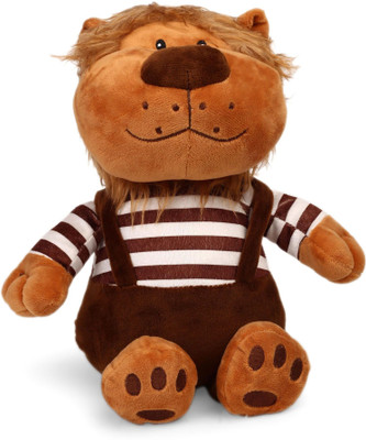 My Baby Excels Cute Lion Plush with Dark Brown Dungaree 26 cm - 26 cm(Brown)