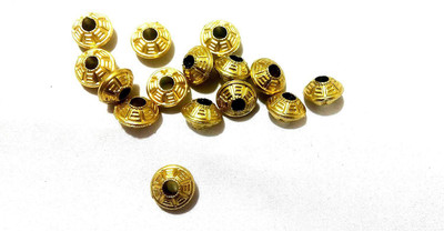 GOELX Matt Gold designer hollow chakri bead for jewellery making & craft work
