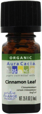 Aura Cacia Essential Oil Organic Cinnamon Leaf 0.25 Fl. Oz.(7.4 ml)