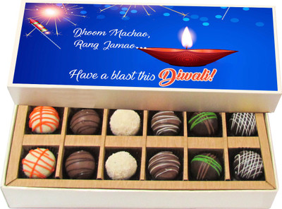 Chocholik Diwali Sweets - I Hope And Pray That The Lights Of Diwali Illuminate - White, Dark, Milk Chocolate Truffles - 12pc Truffles(180 g)
Chocholik Diwali Sweets - I Hope And Pray That The Lights Of Diwali Illuminate - White, Dark, Milk Chocolate Truffles - 12pc Truffles(180 g)
