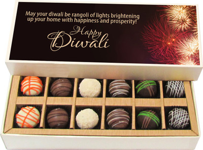 Chocholik Diwali Gifts -Rangoli Of Lights Brightening Up Your Home - Dark, Milk, White Chocolate Truffles - 12pc Truffles(180 g)
Chocholik Diwali Gifts -Rangoli Of Lights Brightening Up Your Home - Dark, Milk, White Chocolate Truffles - 12pc Truffles(180 g)