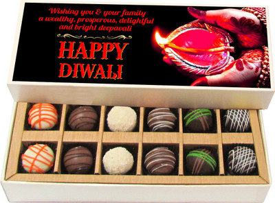Chocholik Diwali Gifts -Wishing You & Your Family A Wealthy, Prosperous - Dark, Milk, White Chocolate Truffles - 12pc Truffles(180 g)
Chocholik Diwali Gifts -Wishing You & Your Family A Wealthy, Prosperous - Dark, Milk, White Chocolate Truffles - 12pc Truffles(180 g)