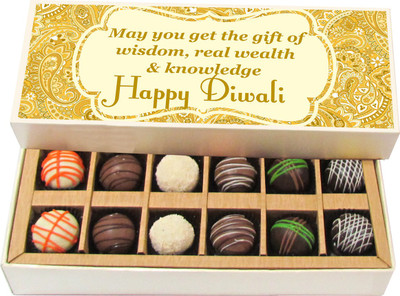 Chocholik Diwali Gifts -May You Get The Gift Of Wisdom, Real Wealth & Knowledge - Dark, Milk, White Chocolate Truffles - 12pc Truffles(180 g)
Chocholik Diwali Gifts -May You Get The Gift Of Wisdom, Real Wealth & Knowledge - Dark, Milk, White Chocolate Truffles - 12pc Truffles(180 g)
