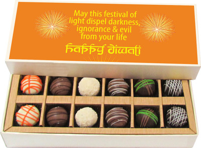 Chocholik Diwali Gifts -May This Festival Of Light Dispel Darkness - Dark, Milk, White Chocolate Truffles - 12pc Truffles(180 g)
Chocholik Diwali Gifts -May This Festival Of Light Dispel Darkness - Dark, Milk, White Chocolate Truffles - 12pc Truffles(180 g)
