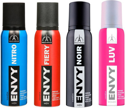 ENVY NITRO DEODORANT 120 ML+FIERY DEODORANT 120 ML+NOIR DEODORANT 120 ML+LUV DEODORANT 120 ML Deodorant Spray - For Men & Women(120 ml, Pack of 4)
ENVY NITRO DEODORANT 120 ML+FIERY DEODORANT 120 ML+NOIR DEODORANT 120 ML+LUV DEODORANT 120 ML Deodorant Spray - For Men & Women(120 ml, Pack of 4)