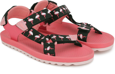 Clarks Girls Velcro Sports Sandals(Pink, Black combi