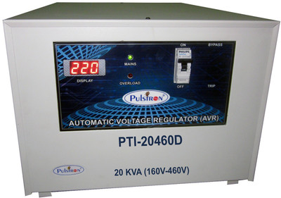 PULSTRON PTI-20460D 20 KVA Double Phase Automatic Voltage Stabilizer for Mainline (160V-460V)(Grey)
PULSTRON PTI-20460D 20 KVA Double Phase Automatic Voltage Stabilizer for Mainline (160V-460V)(Grey)