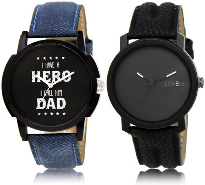 LOREM FZ-7-21 COMBO Black Round Boy's Leather Watch - For Men