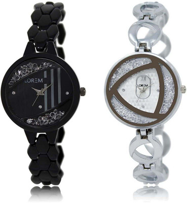 LOREM OM-221-240 Designer Silver & Black Round Girl's Metal Bracelet Watch - For Women
LOREM OM-221-240 Designer Silver & Black Round Girl's Metal Bracelet Watch - For Women