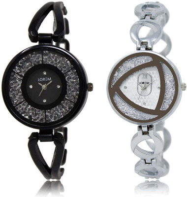 LOREM watch-211-240 Designer Silver & Black Round Girl's Metal Bracelet Watch - For Women
LOREM watch-211-240 Designer Silver & Black Round Girl's Metal Bracelet Watch - For Women