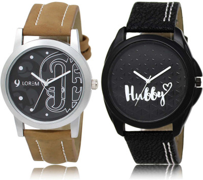 LOREM Watch-14-31 Designer Black Round Boy's Leather Watch - For Men