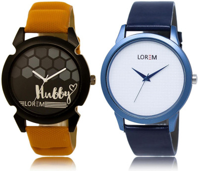 LOREM Watch-32-33 COMBO White & Black Round Boy's Leather Watch - For Men