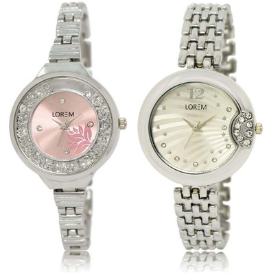 LOREM OM-226-227 Designer Silver & Pink Round Girl's Metal Bracelet Watch - For Women
LOREM OM-226-227 Designer Silver & Pink Round Girl's Metal Bracelet Watch - For Women