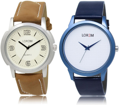 LOREM watch-16-33 COMBO White Round Boy's Leather Watch - For Men