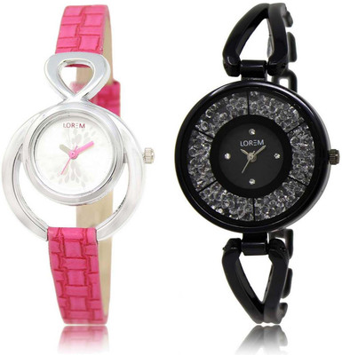 LOREM OM-205-211 Designer Black & Silver Round Girl's Metal Bracelet & Leather Watch - For Women
LOREM OM-205-211 Designer Black & Silver Round Girl's Metal Bracelet & Leather Watch - For Women