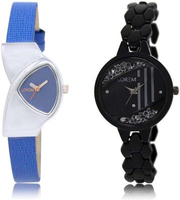 LOREM OM-208-221 Designer Black & Blue Round & Triangle Girl's Metal Bracelet & Leather Watch - For Women
LOREM OM-208-221 Designer Black & Blue Round & Triangle Girl's Metal Bracelet & Leather Watch - For Women