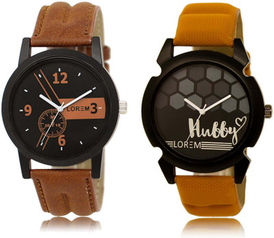 LOREM Watch-1-32 Designer Black Round Boy's Leather Watch - For Men