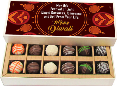 Chocholik Diwali Sweets - May This Festival Of Light Dispel Evil From Your Life - White, Dark, Milk Chocolate Truffles - 12pc Truffles(180 g)
Chocholik Diwali Sweets - May This Festival Of Light Dispel Evil From Your Life - White, Dark, Milk Chocolate Truffles - 12pc Truffles(180 g)