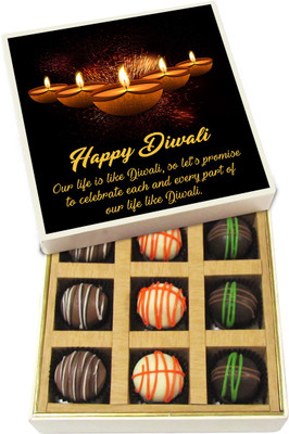 Chocholik Diwali Sweets - Our Life Is Like Diwali, So Let’s Promise To - White, Dark, Milk Chocolate Truffles - 9pc Truffles(135 g)
Chocholik Diwali Sweets - Our Life Is Like Diwali, So Let’s Promise To - White, Dark, Milk Chocolate Truffles - 9pc Truffles(135 g)
