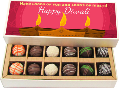 Chocholik Diwali Gifts - Have Loads of Fun and Masti Happy Diwali - White, Dark, Milk Chocolate Truffles - 12pc Truffles(180 g)
Chocholik Diwali Gifts - Have Loads of Fun and Masti Happy Diwali - White, Dark, Milk Chocolate Truffles - 12pc Truffles(180 g)