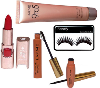 Fancify Eyelashes, Lakme 9 To 5 Eyeliner & Mascara, Red Lipstick & Weightless Mousse(Set of 5)
Fancify Eyelashes, Lakme 9 To 5 Eyeliner & Mascara, Red Lipstick & Weightless Mousse(Set of 5)