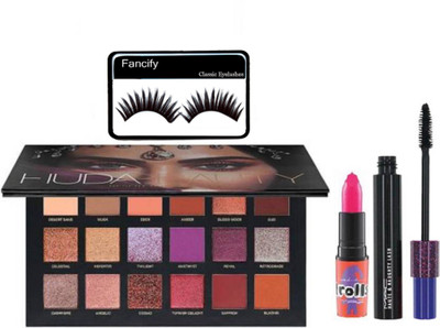 Fancify Eyelashes, Desert Dusk Eyeshadow 18 Shades Palette Haute& Naughty Waterproof Lash Mascara&Trolls Pink Shade Lipstick(Set of 4)
Fancify Eyelashes, Desert Dusk Eyeshadow 18 Shades Palette Haute& Naughty Waterproof Lash Mascara&Trolls Pink Shade Lipstick(Set of 4)