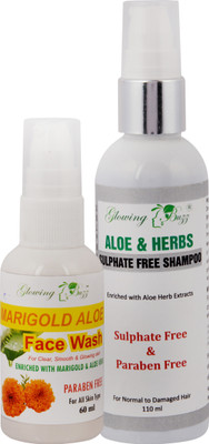Glowing Buzz Combo of Aloe & Herbs Sulphate Free Shampoo and Marigold & Aloe Face Wash(Set of 1)
Glowing Buzz Combo of Aloe & Herbs Sulphate Free Shampoo and Marigold & Aloe Face Wash(Set of 1)