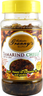 Authentic Granny's Recipes Tamarind Chilly Pickle in Sesame Oil Tamarind, Green Chilli Pickle(250 g)
Authentic Granny's Recipes Tamarind Chilly Pickle in Sesame Oil Tamarind, Green Chilli Pickle(250 g)