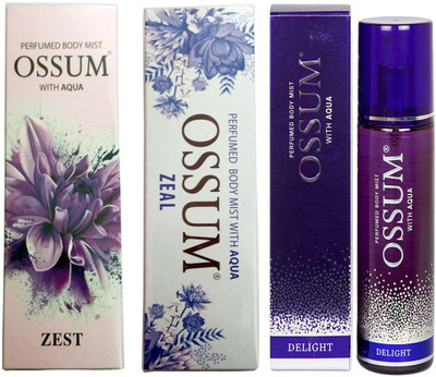 OSSUM ZEAL PERFUMED BODY MIST 115 ML+ DELIGHT PERFUMED BODY MIST 115 ML+ ZEST PERFUMED BODY MIST 115 ML Deodorant Spray - For Men & Women(115 ml, Pack of 3)
OSSUM ZEAL PERFUMED BODY MIST 115 ML+ DELIGHT PERFUMED BODY MIST 115 ML+ ZEST PERFUMED BODY MIST 115 ML Deodorant Spray - For Men & Women(115 ml, Pack of 3)