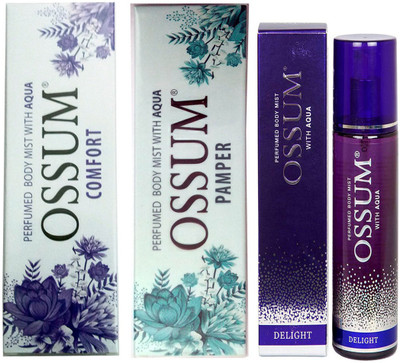 OSSUM COMFORT PERFUMED BODY MIST 115 ML+ DELIGHT PERFUMED BODY MIST 115 ML+ PAMPER PERFUMED BODY MIST 115 ML Deodorant Spray - For Men & Women(115 ml, Pack of 3)
OSSUM COMFORT PERFUMED BODY MIST 115 ML+ DELIGHT PERFUMED BODY MIST 115 ML+ PAMPER PERFUMED BODY MIST 115 ML Deodorant Spray - For Men & Women(115 ml, Pack of 3)