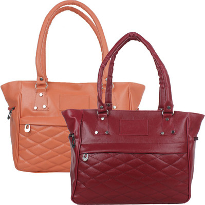 Fillin Cart Hand-held Bag(Maroon, Tan)