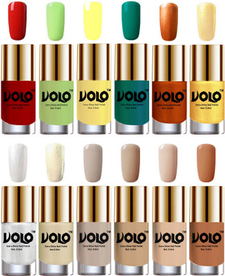 Volo Luxury Super Shine Nail Polish Set of 12 Vibrant Shades Reddish Orange, Parrot Green, Yellow, Radium Green, Red Gold, Golden, Metallic Silver, Light Golden, Nude Tude(Pack of 12)
Volo Luxury Super Shine Nail Polish Set of 12 Vibrant Shades Reddish Orange, Parrot Green, Yellow, Radium Green, Red Gold, Golden, Metallic Silver, Light Golden, Nude Tude(Pack of 12)