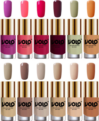 Volo Luxury Super Shine Nail Polish Set of 12 Vibrant Shades Bright Plum, Pink Mania, Moon Magenta, Wine, Mischievous Mint, Flirty Nude, Nude, Dark Nude, Nude Tude(Pack of 12)
Volo Luxury Super Shine Nail Polish Set of 12 Vibrant Shades Bright Plum, Pink Mania, Moon Magenta, Wine, Mischievous Mint, Flirty Nude, Nude, Dark Nude, Nude Tude(Pack of 12)