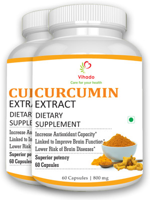 Vihado Organic, Pure & Natural Curcumin Extract with Lots Of Health Benifits 2 Bottles of 60-60 Capsules(800 mg)
Vihado Organic, Pure & Natural Curcumin Extract with Lots Of Health Benifits 2 Bottles of 60-60 Capsules(800 mg)