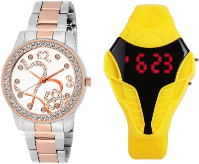 SOOMS Dual Tone Diamond Studded Artistic Design White Dial Watch With W-8252 Yellow Power Ranger Cobra Design Fancy And Stylish Kids Watch - For Boys & Girls
SOOMS Dual Tone Diamond Studded Artistic Design White Dial Watch With W-8252 Yellow Power Ranger Cobra Design Fancy And Stylish Kids Watch - For Boys & Girls
